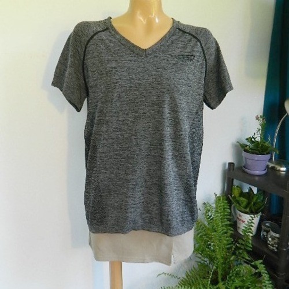 Copper Fit Pro Shirt Women XL Grey Space Dye V-Neck Perforated Live Limitless